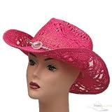 Rhinestone Trim Cowboy Hats- Fuchsia
