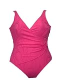 Ralph Lauren Rose Pink Textured One Piece Swimsuit w/ Draped Middle and Gold Ring Detail 14