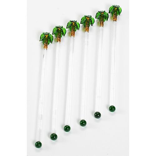 Palm Tree Glass Swizzle Sticks