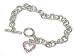 Silver Pink Crystal Heart Deco Bracelet Fashion Jewelry