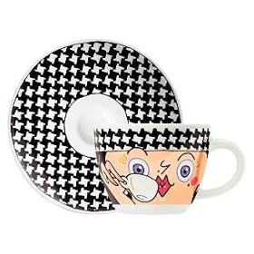 Espresso Coffee Mug and Saucer Set, My Little Darling, Drinking Face, Coffee Mug Set in Gift Box