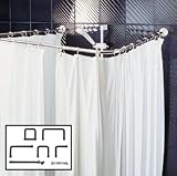 Shower Rail, Shower Curtain & Rings – 6 Way.