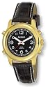 Avalon Mens EZC Low Vision Talking Watch, Gold-Tone w/ Leather Strap # 2606BLK