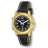 Avalon Mens EZC Low Vision Talking Watch, Gold-Tone w Leather Strap # 2606BLK by Avalon
