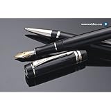 Parker Duofold Black Platinum Trim International Medium Point Fountain Pen - 91512-00