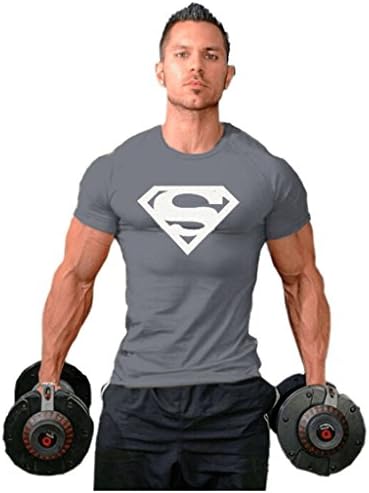 SquareGym New Men Fittness S Logo Bodybuilding Gym T-Shirt Gray M
