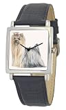 American Kennel Club Men's D1790S015 Yorkshire Terrier Silver-Tone Black Leather Watch
