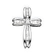 14K White Gold 3/8 ct. Round and Baguette Cut Diamond Cross Pendant with Chain