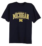 Michigan Wolverines 100% Cotton Short Sleeve T-Shirt-(Navy, X-Large)