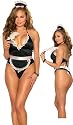 Plus Size French Maid Lingerie Sleepwear Set - Teddie, Hat, Apron and Feather Tickler