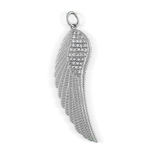 Bling Jewelry Sterling Silver Angel Feather Wing CZ Pendant