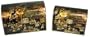 Chinese Ching Ming design wooden boxes, hand painted set of 2, black and gold