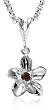 Sterling Silver Flower Pendant w/ Garnet by Zina, 18"