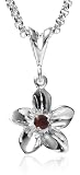 Sterling Silver Flower Pendant w/ Garnet by Zina, 18