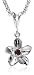 Sterling Silver Flower Pendant w/ Garnet by Zina, 18
