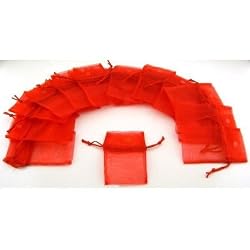 24 Jewelry Red Organza Drawstring Pouches Gift Bags 2.75x3"