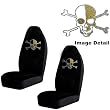 Gold Skull w/ Crossbones Gem Crystal Studded Rhinestone Bling Car Truck SUV Front Universal-Fit Bucket Seat Covers - PAIR