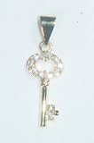 The Stainless Steel Jewellery Shop -Pretty 18k Gold Plated Key Pendant with12 CZ crystals - 25mm - includes 45mm chain - Includes gift Bag