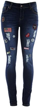 Roma Studio - Women's Rips And Patched Skinny Jeans - Indigo
