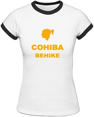 ZIYANG Women's Behike Cohiba Graphic Printed Ringer T Shirt XXL White
