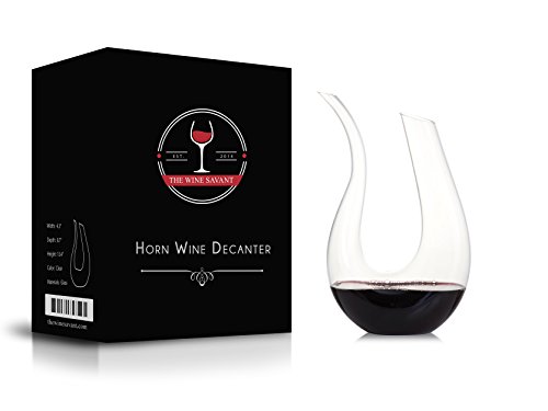 The Wine Savant U-shaped Horn Wine Decanter, Hand Made With Crystal Borosilicate Glass (Horn Decanter - (750 ml)