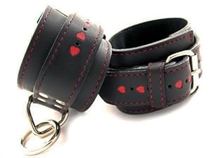 Heart 2 Heart Restraint Ankle Leather with Red Hearts Inlay