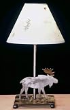 14H Moose With Pressed Flower Shade Accent Lamp