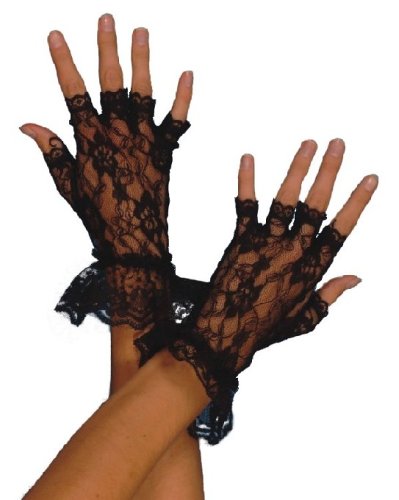 Childrens Toyshop  Toys : Adult Fingerless Black Lace Gloves for Fancy Dress