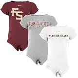 Nike Florida State Seminoles (FSU) Infant Garnet, Ash & White 3-Pack Romper Set