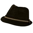 Men's Summer Sun Fedora Trilby Gangster Hat Black L/XL
