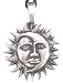 Moon & Sun Man Face Silver Tone Pewter Pendant Necklace