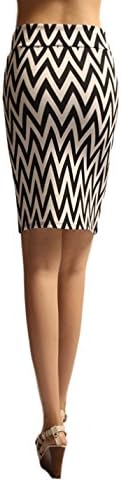 The Texas Cowgirl Women's Chevron Pencil Skirt Medium Black White