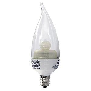 GE 76456 Energy Smart LED Bent Tip Light Bulb, Clear, Candelabra Base, 2-Watt