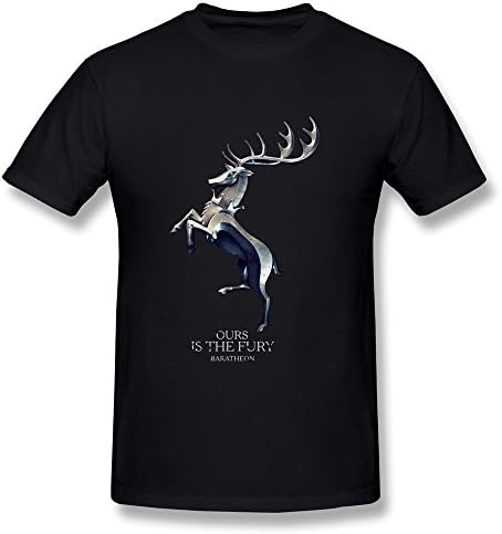 SUYU Men's Game Of Thrones House Baratheon Cotton Round Collar T Shirt,M,Black