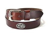 Enmon Brown Leather Concho Belt - Silver Lab Heads Enmon Brown Leather Concho Belt - Silver Lab Heads