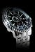 ADEE KAYE STAINLESS STEEL BIG CHRONOGRAPH WATCH W/ TACHYMETER BLUE / BLACK DIAL