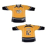 Boys NHL Nashville Predators Fisher #12 Hockey Jersey / Sweater with Embroidered Logo & Numbers - Yellow & Dark Blue (Size: L/XL )