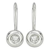 14K White Gold Bezel Set Round Diamond Earrings (0.20 ctw, G-H, SI1)