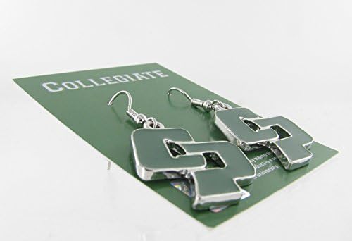 Cal Poly San Luis Obispo CP Logo Fish Hook Earring in Dark Green Enamel