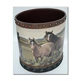 MUSTANG Horses WASTE BASKET trash can bath coordinate by Blonder