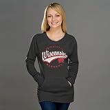 Wisconsin Badgers Heather Black Women's Swept Up Scoop Neck Sweatshirt