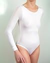 140D Opaque Long Sleeves Bodysuit O/S WHITE