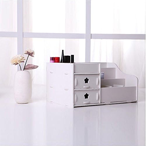 Creative DIY Wooden Desk Desser Cosmetics Make up Storage Box Colors with Two Drawers