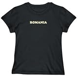 T-Shirt Woman Black  Word Romania  Country