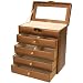 Jewelry Box Leather Bronze Large Multi Drawer Case