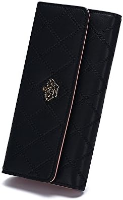 Deanna Rich Womens Card holder Clutch Wallet Leather Long Purse (Black)