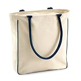 Bagbase Vintage Canvas tote bag in Natural / navy [Apparel]