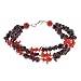 EXP Handmade Garnet, Coral & Silver Three-Strand Bracelet