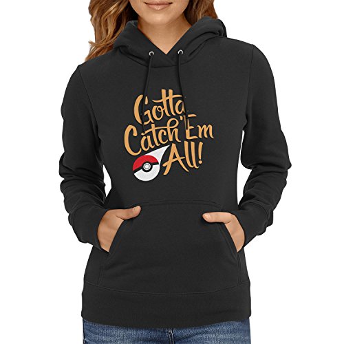 TEXLAB – Gotta catch ‘Em all – Damen Kapuzenpullover, Größe L, schwarz