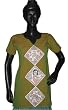 Womans Olive Green Madhubani Paint Cotton India Tunic Shirt Kurti Top M